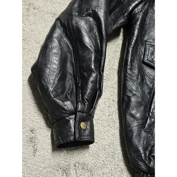 VTG Napoline Leather Outfitters NRA Patchwork Bomber Jacket Coat Leather Mens XL